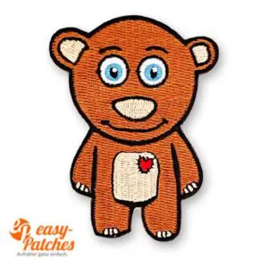 Tier Aufnäher Bär. Gestickt. Individuelle Form. Ohne Hintergrund.