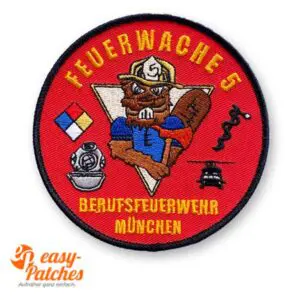 Aufnäher gestickt für die Berufsfeuerwehr München. Feuerwache 5.