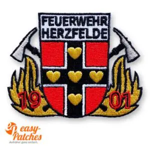 Aufnäher gestickt für die Feuerwehr Herzfelde.