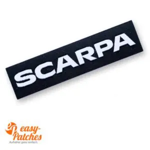 Gewebter Aufnäher mit Lasercut für Scarpa.