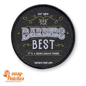 Gewebter Logo Aufnäher für Firma. Barbers Best.