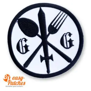 Runder gestickter Aufnäher für eine Bar.