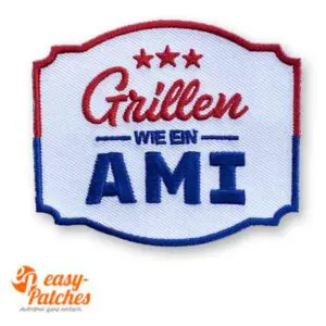 Gestickter Aufnäher. Freie Form, mit zweifarbigen gestickten Rand.