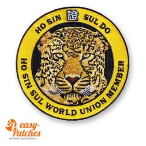 Aufnäher für Kampfsport. Rund, Leopard, Ho Sin Sul Do.