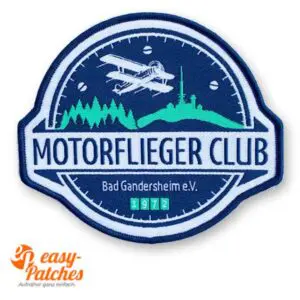 Gewebter Aufnäher für einen Motorflieger Club.
