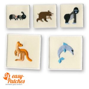 Verschiedene gestickte Tiermotive